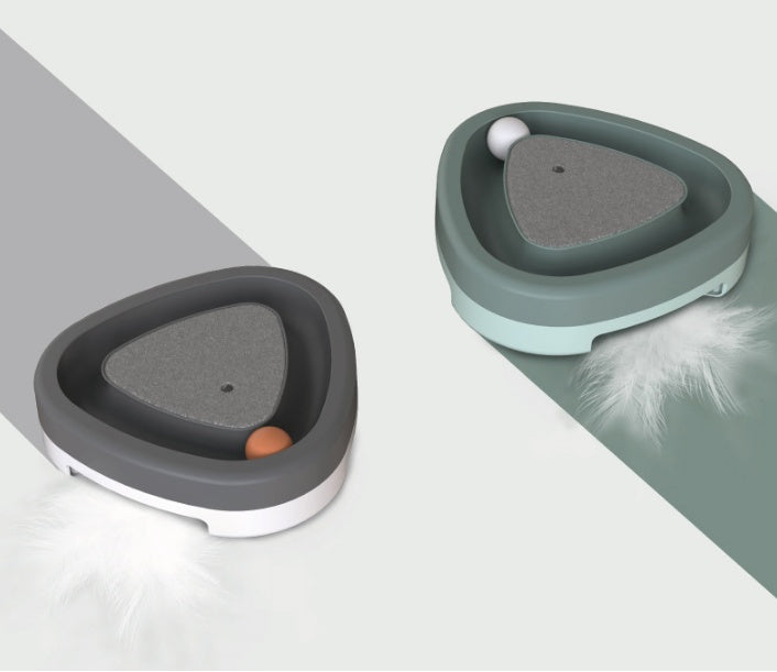 Juguete eléctrico para rascar gatos, juguete interactivo inteligente y divertido con forma de triángulo giratorio.